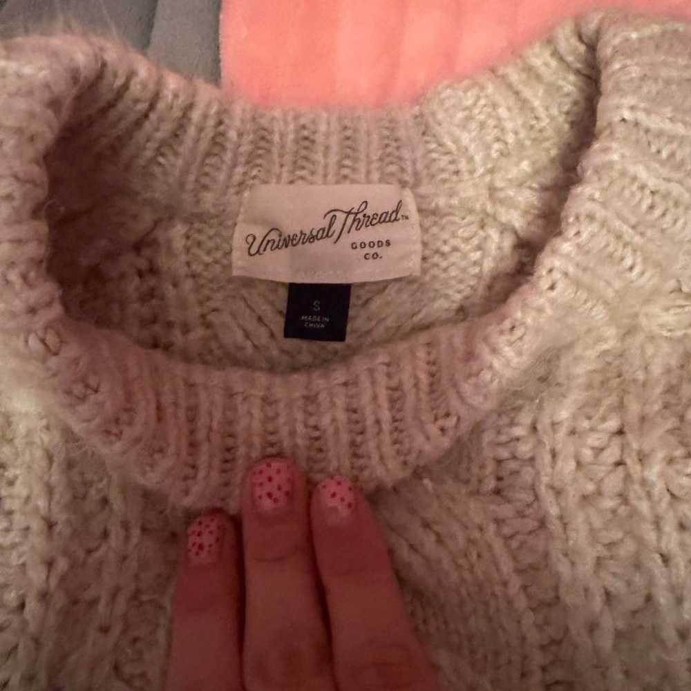Universal Thread Women's Beige Cowl Neck Sweater